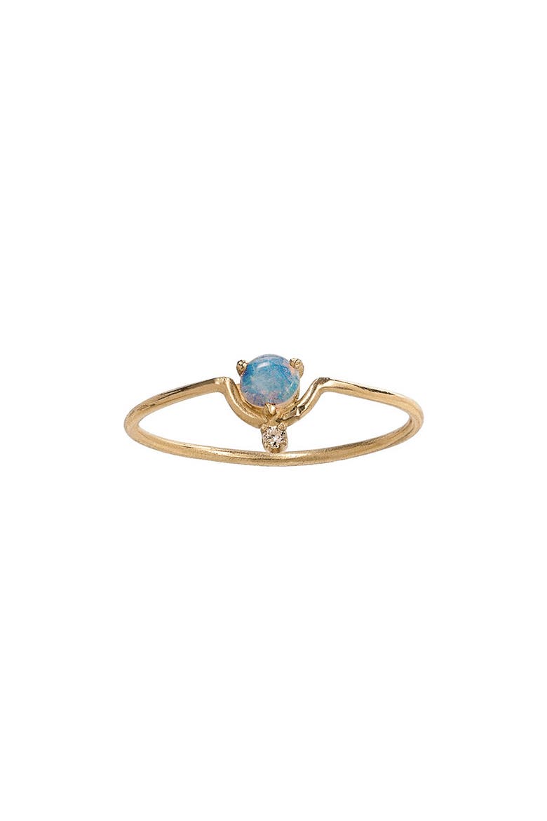 Nestled Opal & Diamond Ring, Main, color, YELLOW GOLD/ DIAMOND/ OPAL
