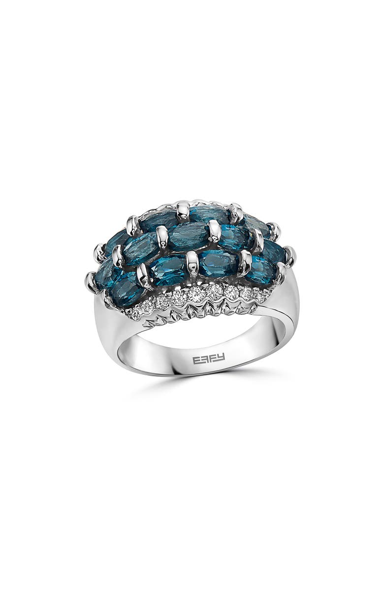 EFFY 14K White Gold London Blue Topaz & Diamond Ring - Size 7, Main, color,