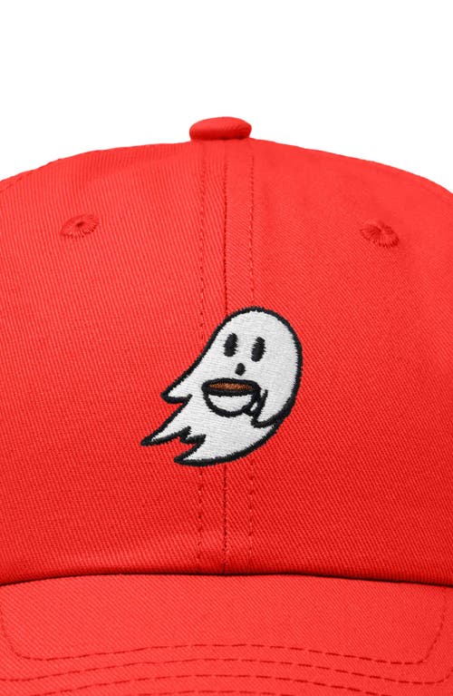Dalix Coffee Ghost Embroidered Hat In Red