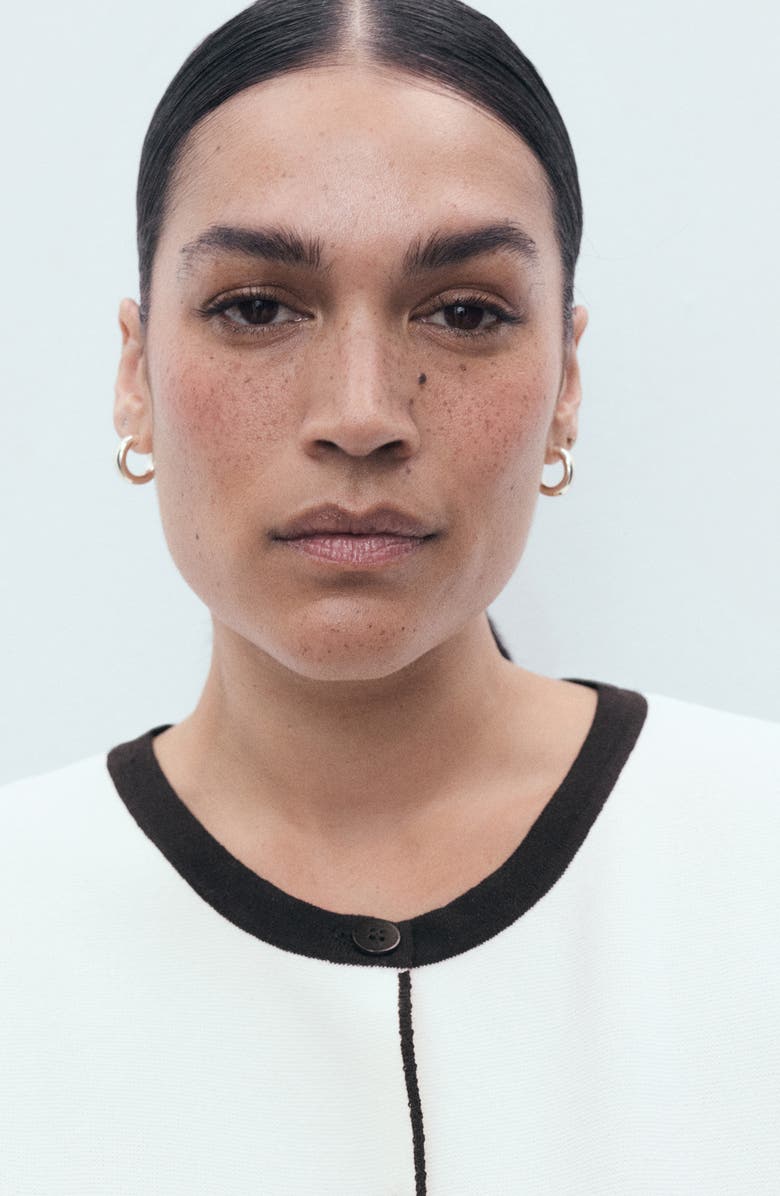 MANGO Tipped Sweater Vest, Alternate, color, Ecru