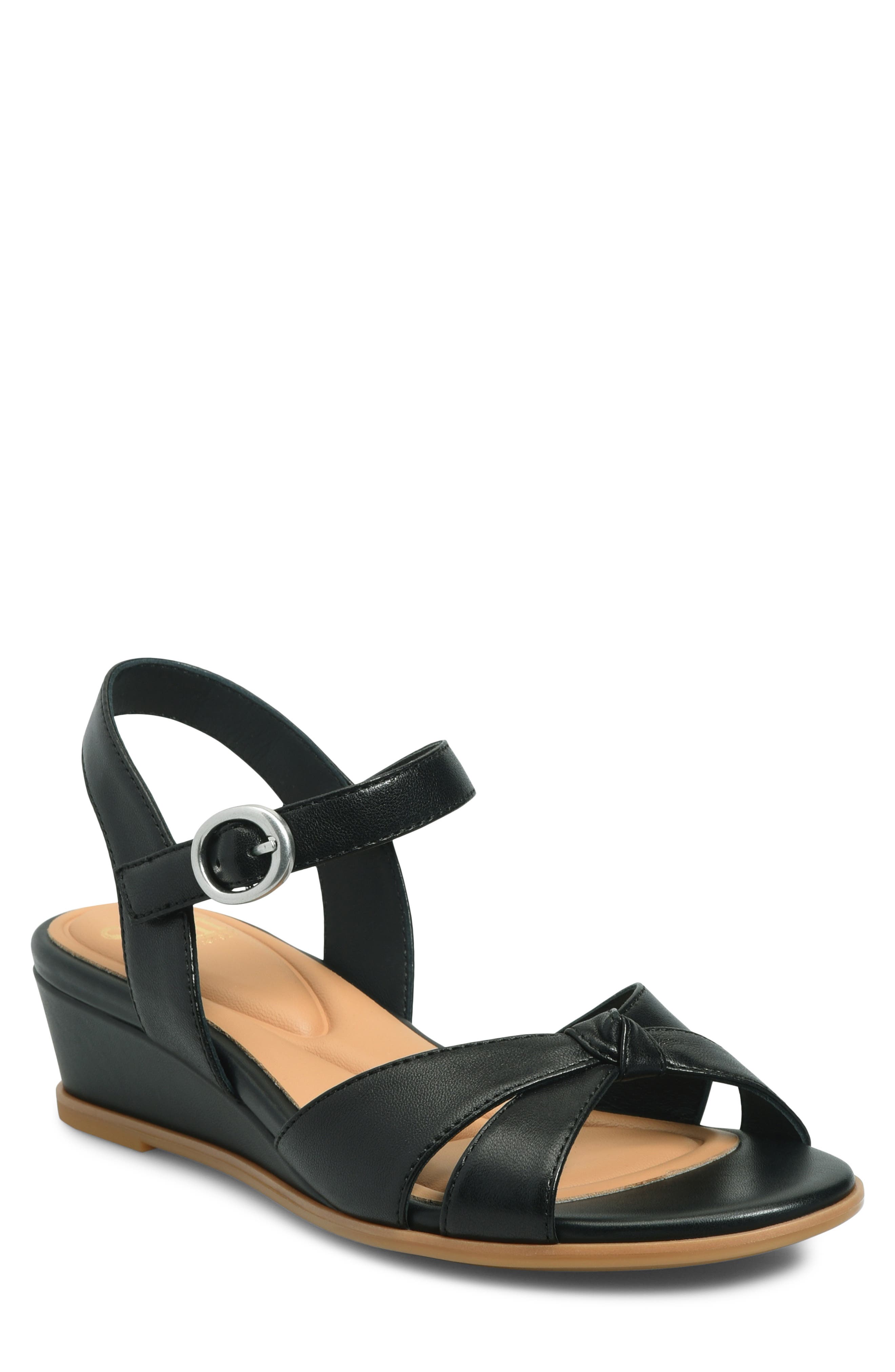 Söfft Summer Slingback Platform Wedge Sandal, Main, color, Black