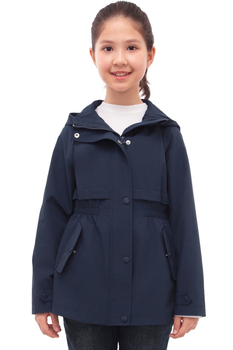 Kids' Trench Coat Hip-Length Hooded Jacket, Main, color, Navy