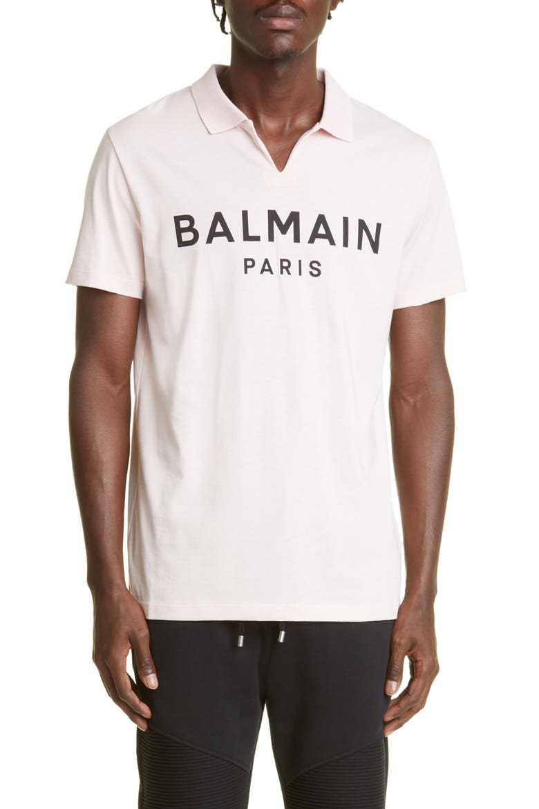 Men's Cotton Logo Polo, Main, color, OFA ROSE POUDRE/ NOIR