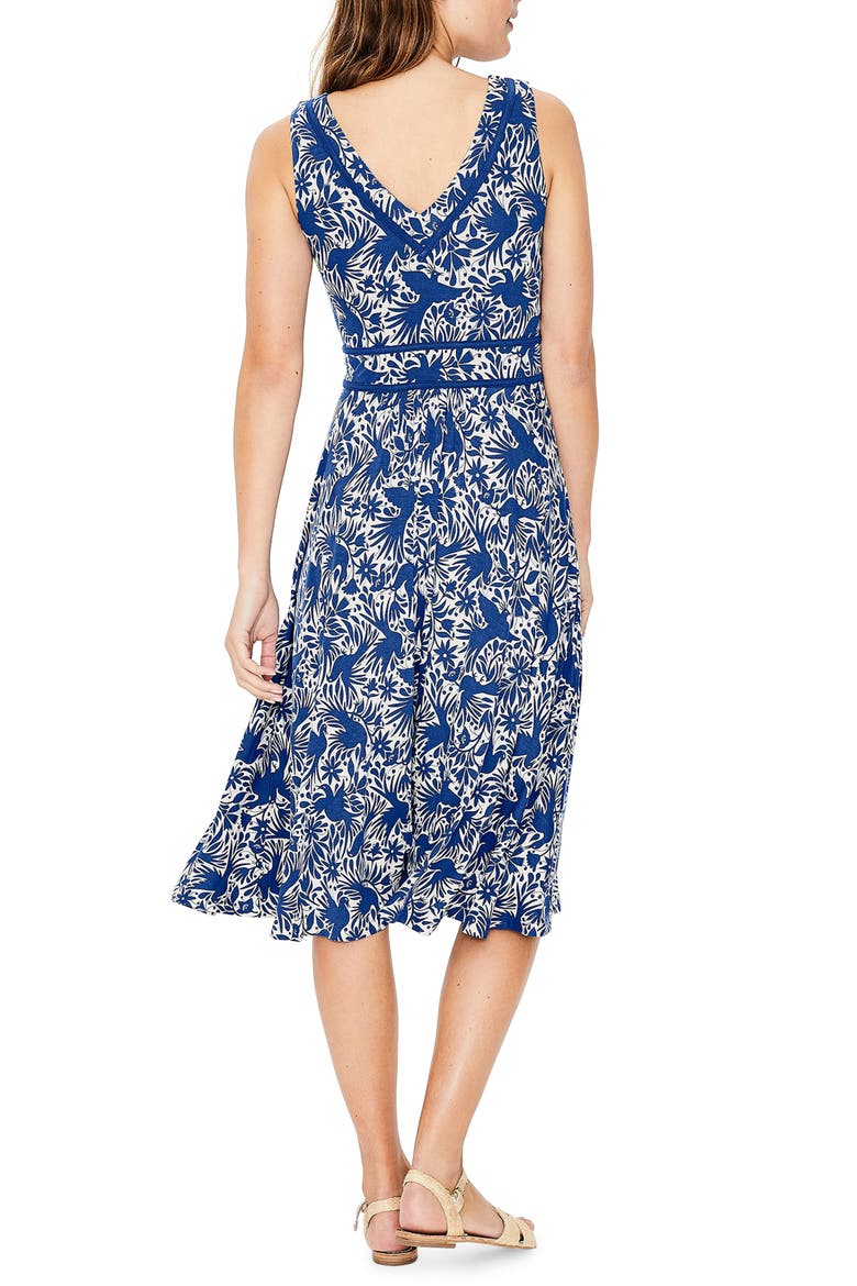 Lorna Faux Wrap Jersey Dress, Alternate, color, LAPIS BIRD OTTOMI PRINT