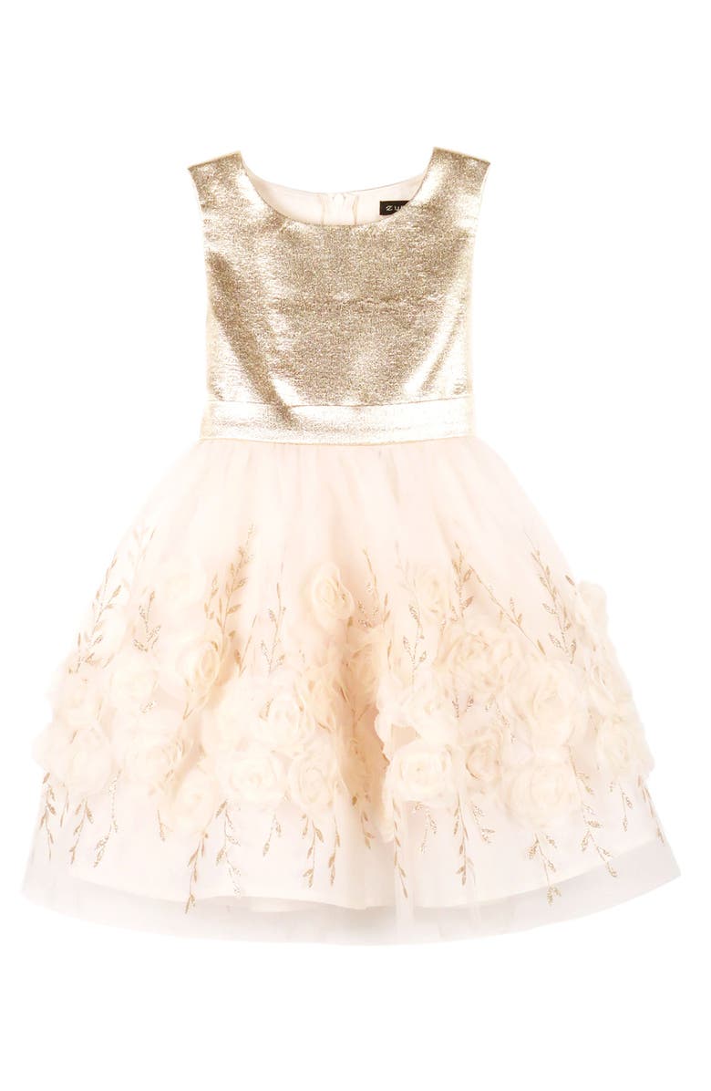 Zunie Kids' Foil Print Party Dress, Main, color, 