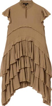 AllSaints Cavalry Layered Ruffle High-Low Dress