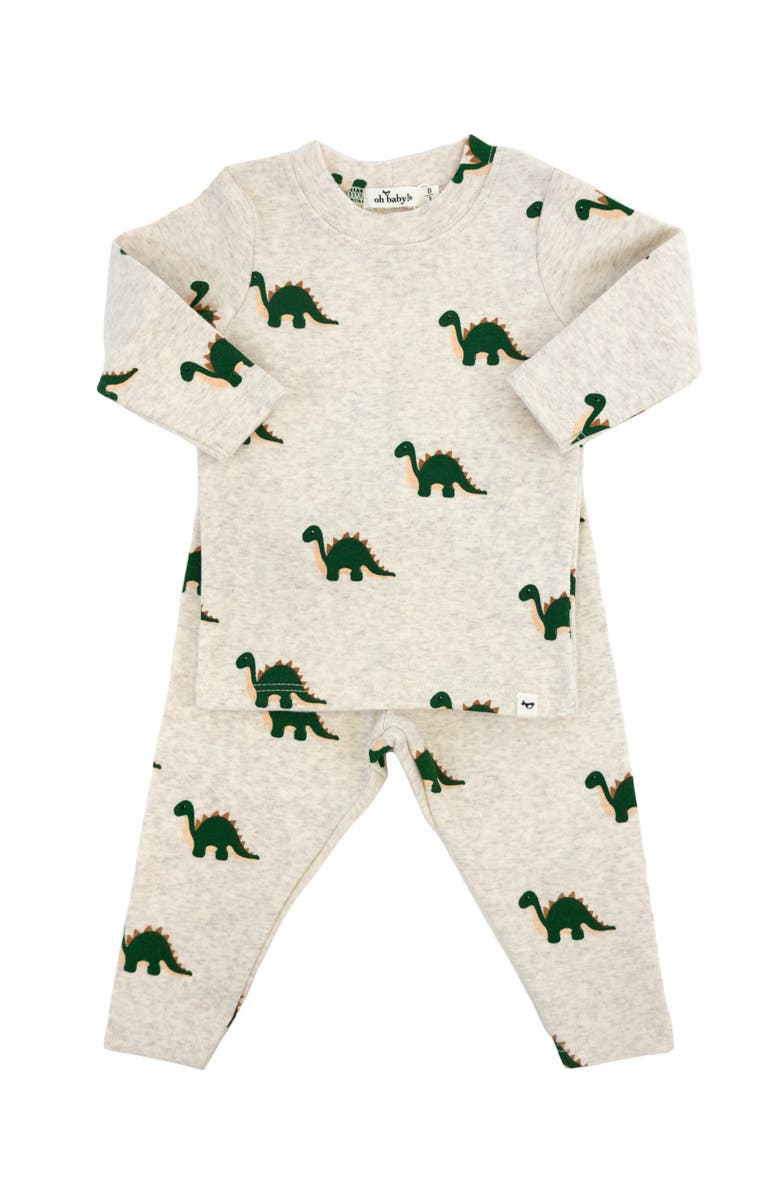 oh baby! Dinosaur Print Two Piece Set, Main, color, Malt