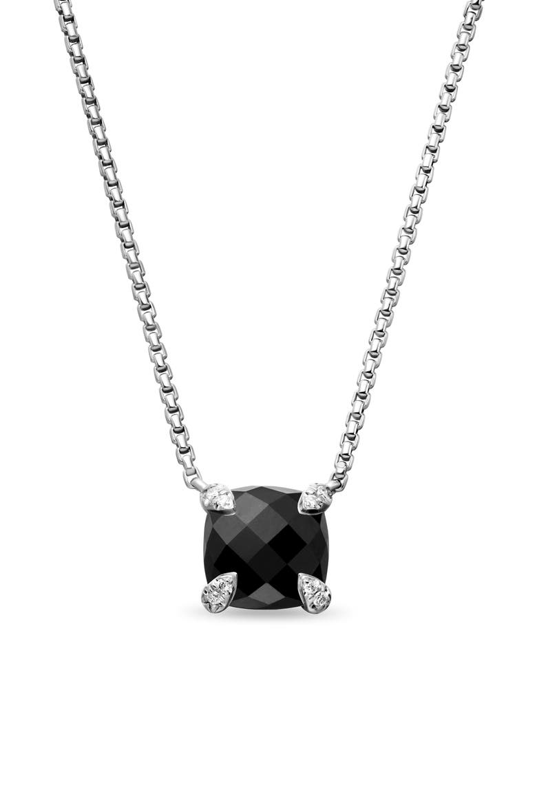 Chatelaine® Pendant Necklace with Diamonds, Main, color, BLACK ONYX