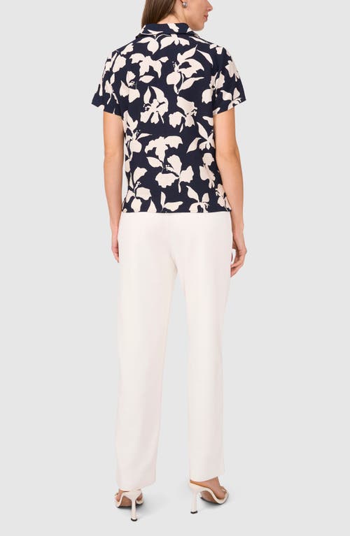 Halogenr Halogen(r) Floral Short Sleeve Shirt In Classic Navy