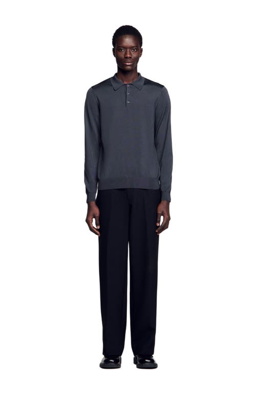 Sandro Ribbed Polo Shirt In Fonte