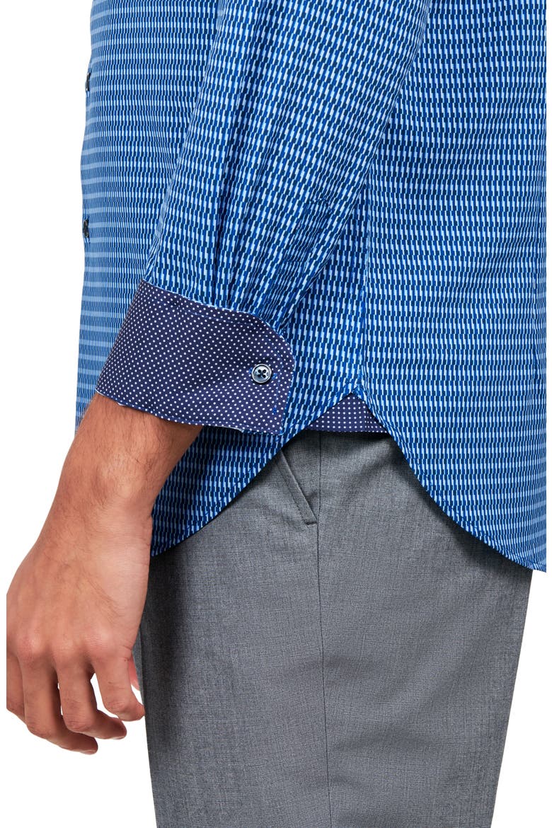 Line Geo Print Stretch Performance Dress Shirt, Alternate, color, NAVY
