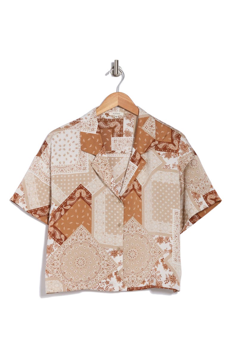Pleione Patchwork Print Camp Shirt, Alternate, color, 