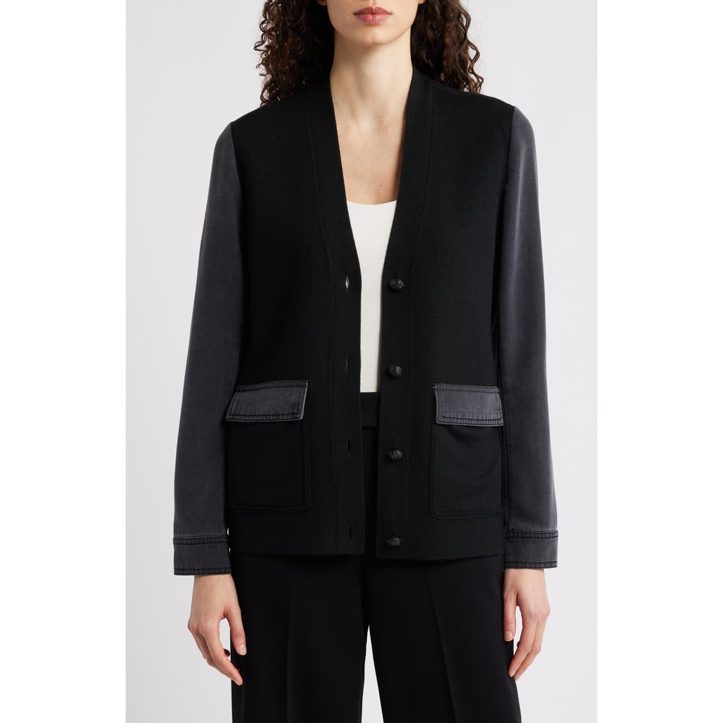 Kobi Halperin Naomi Mixed Media Cardigan In Black