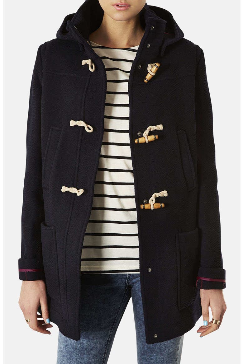 Hooded Toggle Duffle Coat, Main, color, NAVY BLUE