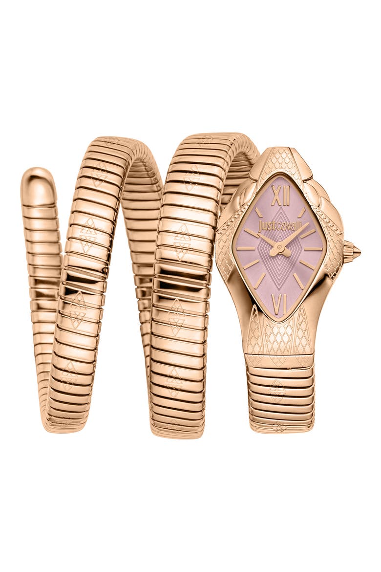 Coiled Snake Bracelet Watch, 22mm x 36.5mm, Main, color, ROSE GOLD