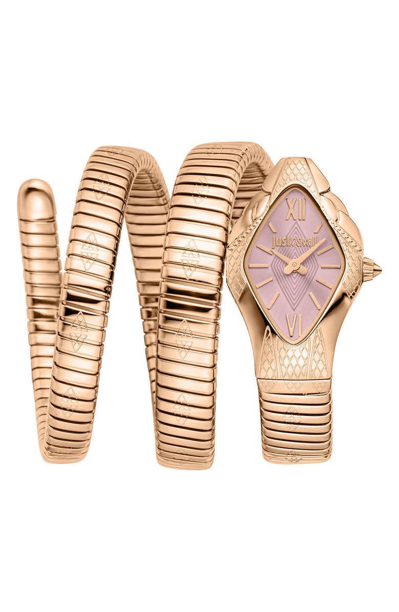 Just Cavalli Coiled Snake Bracelet Watch, 22mm x 36.5mm, Main, color, Rose Gold