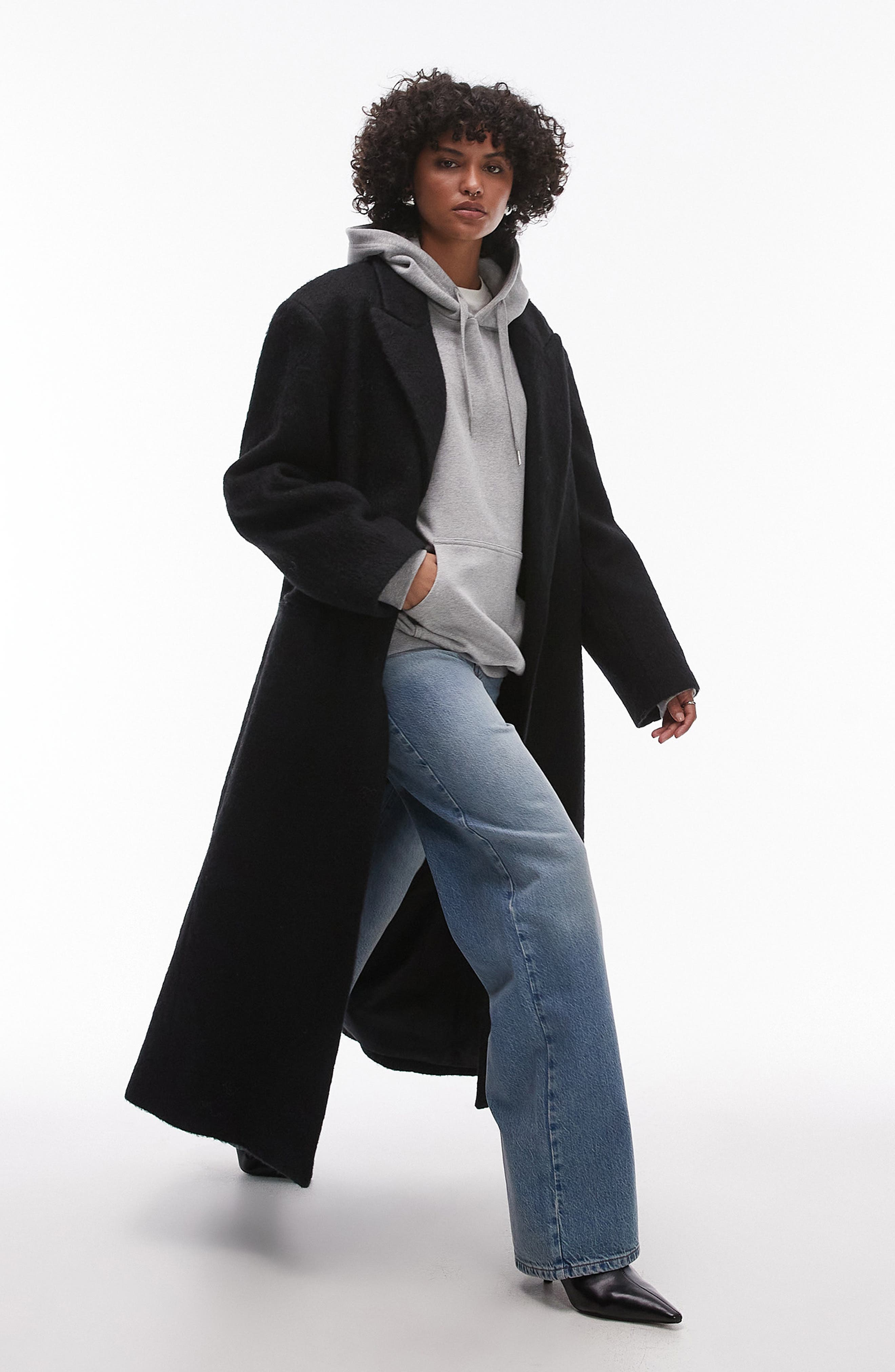Topshop Brushed Longline Popper Jacket (Women) | Nordstromrack