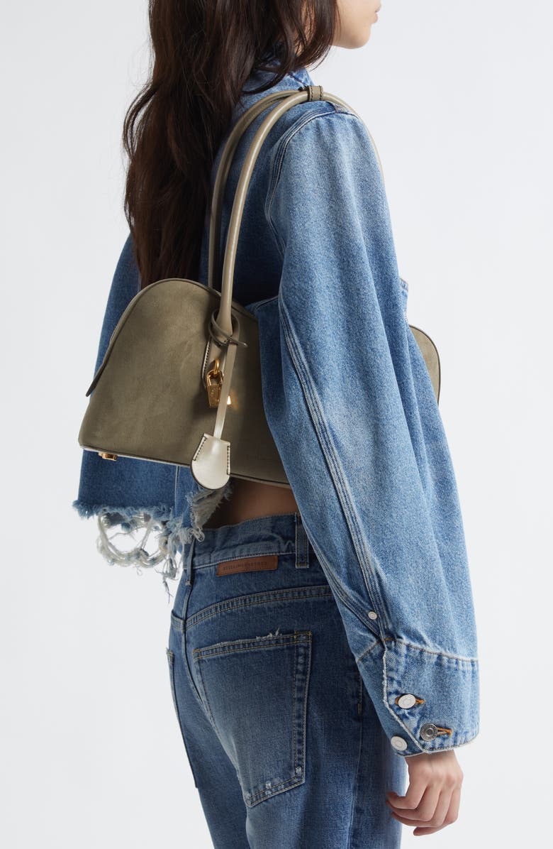 Stella McCartney Ryder Faux Suede Crossbody Bag, Alternate, color, Khaki