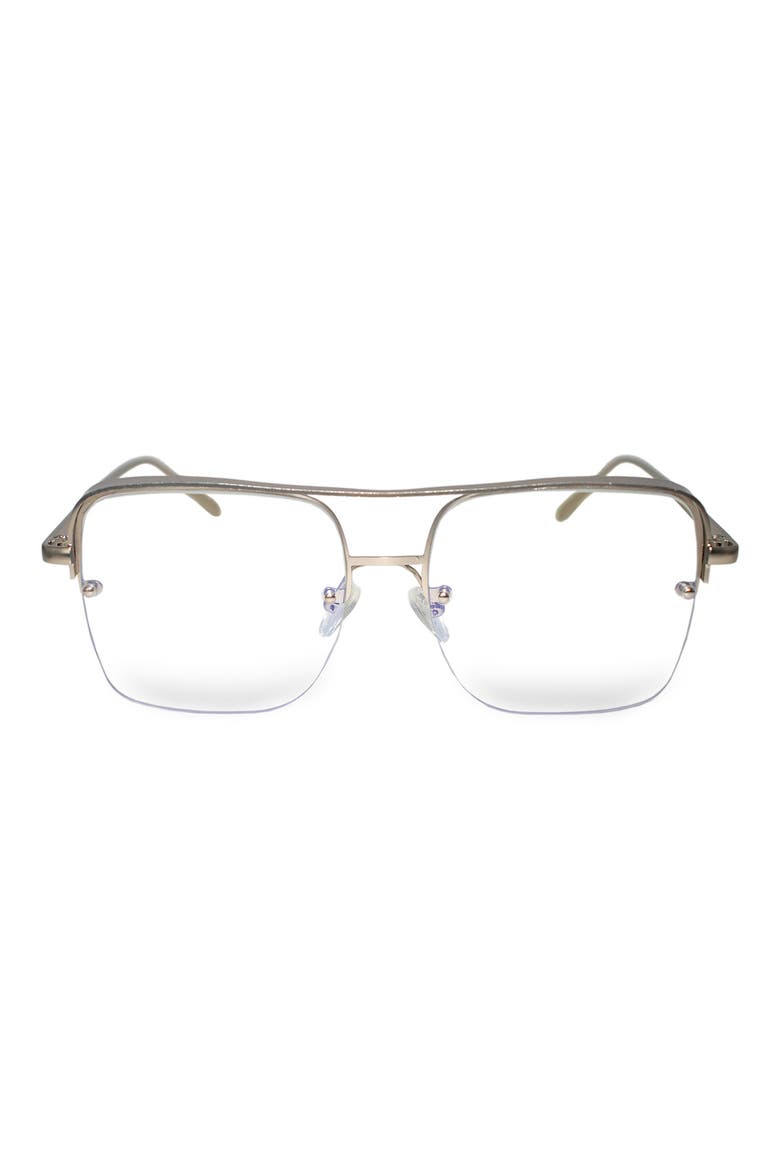 Sunday 58mm Aviator Blue Light Blocking Glasses, Main, color, SILVER/ CLEAR
