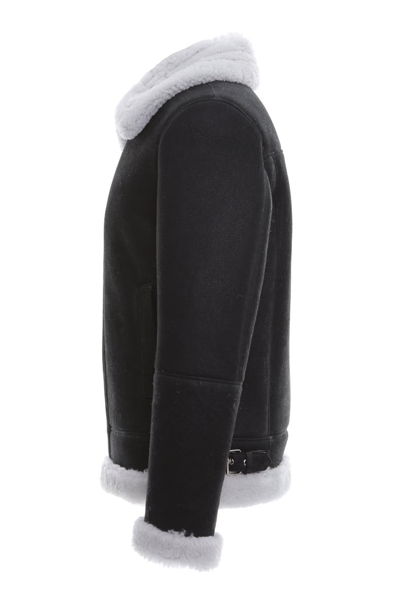 Furniq UK Rupert Suede Shearling Aviator Jacket, Alternate, color, Black