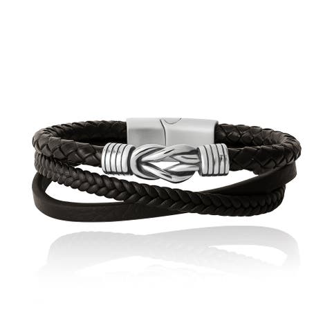 Knot 3-Row Super-fiber Leather Bracelet