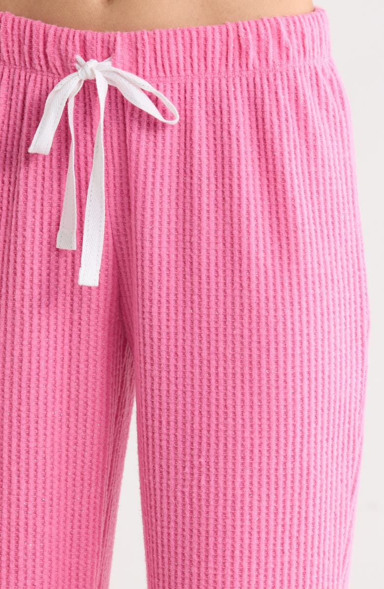 PJ Salvage Fireside Sparkle Waffle Knit Pajamas, Alternate, color, Think Pink