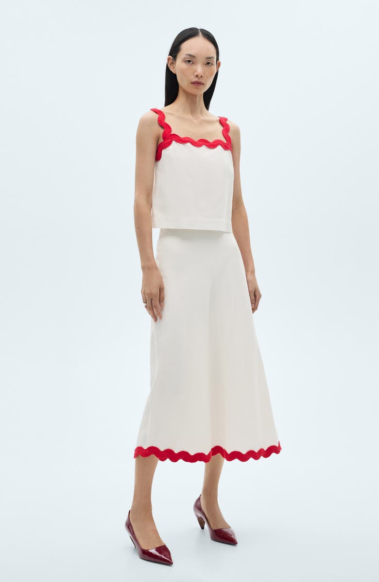 MANGO Contrast Trim Midi Skirt, Alternate, color, 