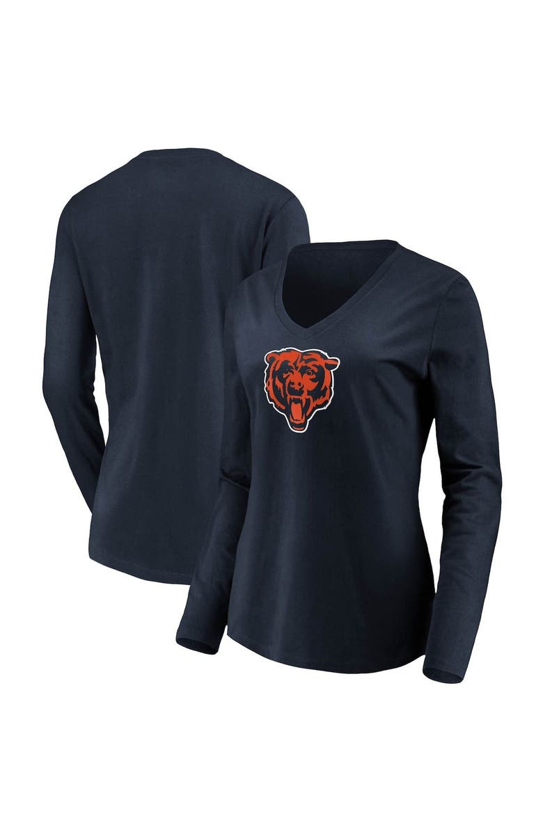 FANATICS Women's Fanatics Branded Navy Chicago Bears Primary Logo Long Sleeve V-Neck T-Shirt, Alternate, color, 