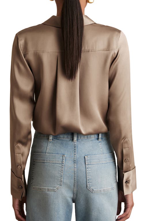 Reiss Ameira Silk Satin Button-up Shirt In Brown