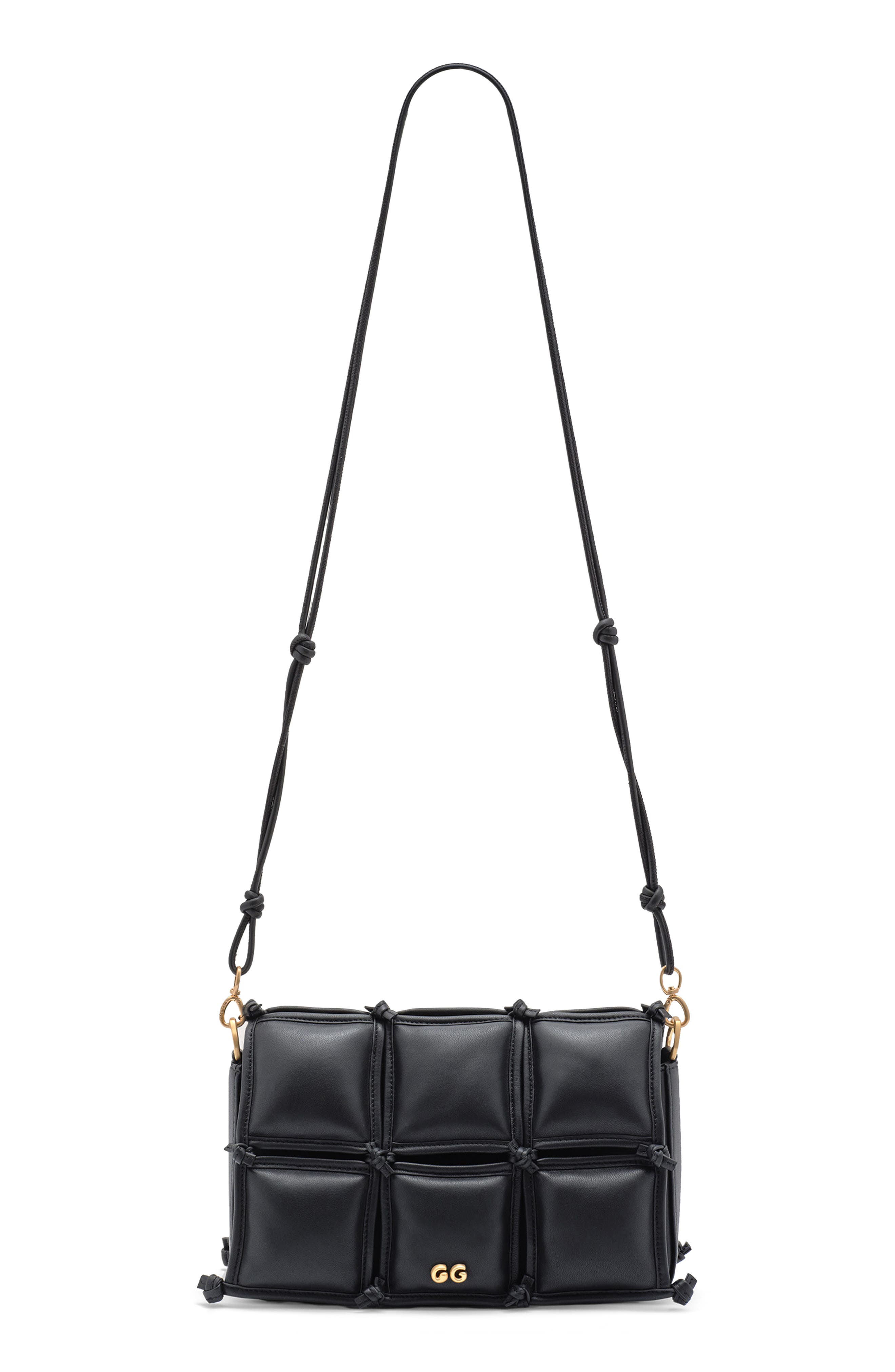 Cult Gaia Prue Patchwork Leather Crossbody Bag, Alternate, color, Black