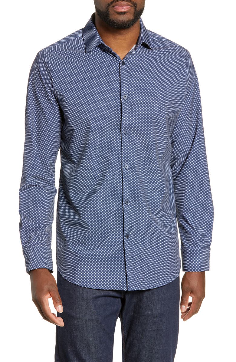 Mizzen+Main Murray Trim Fit Plaid Performance Sport Shirt, Main, color, 