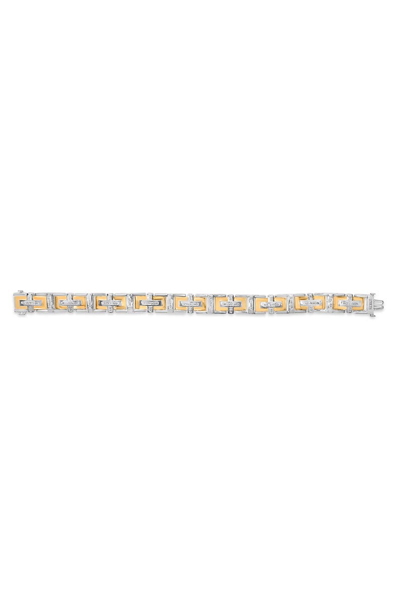 Haus of Brilliance Men's 10K Yellow Gold Plated Silver Diamond Accent Geometric Link Bracelet, Alternate, color, Silver