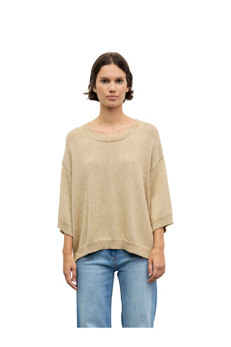 Roella Relaxed Fit Round Neck Sweater, Main, color, Gold