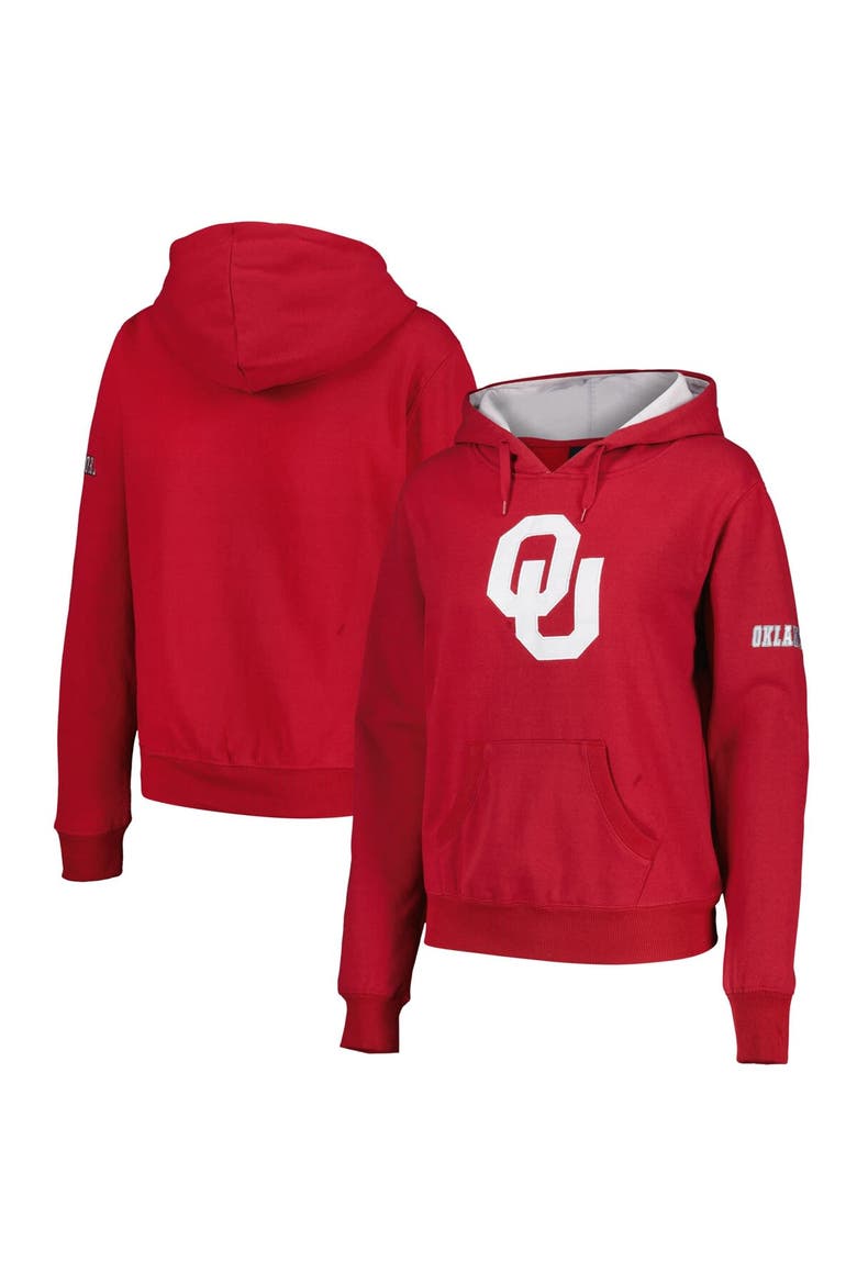 Women's Stadium Athletic Crimson Oklahoma Sooners Big Logo Pullover Hoodie, Main, color, Cardinal