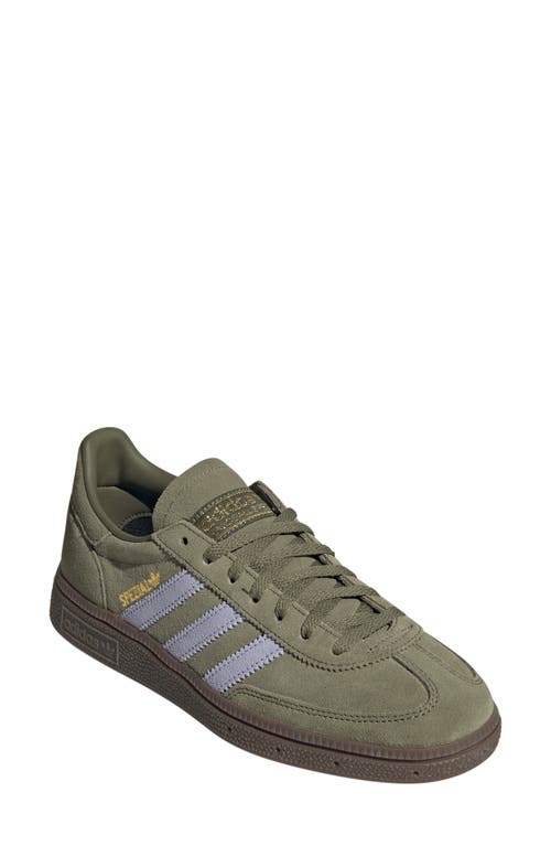 Adidas Originals Womens Adidas Handball Spezial Suede Low-top Trainers In Focus Olive/violet Tone/gum
