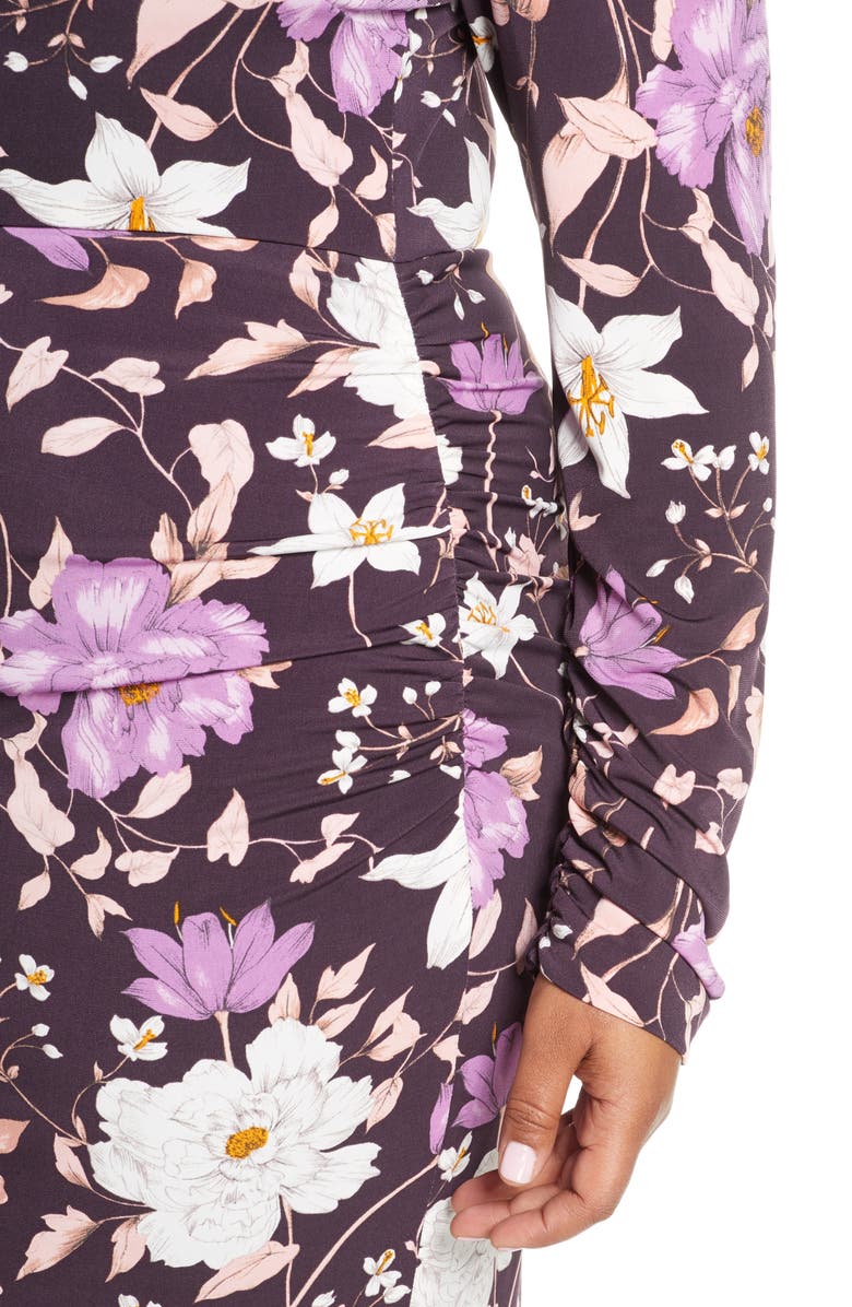 Eliza J Floral Long Sleeve Midi Dress, Alternate, color, 