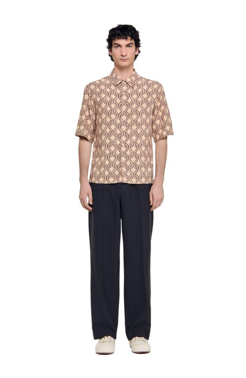 Sandro Loose-fit Rope Print Shirt In Brown
