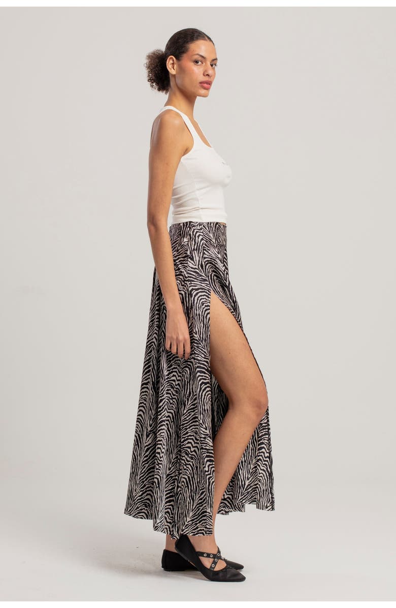 PCFG Pure Silk Zebra Long Skirt, Alternate, color, Black