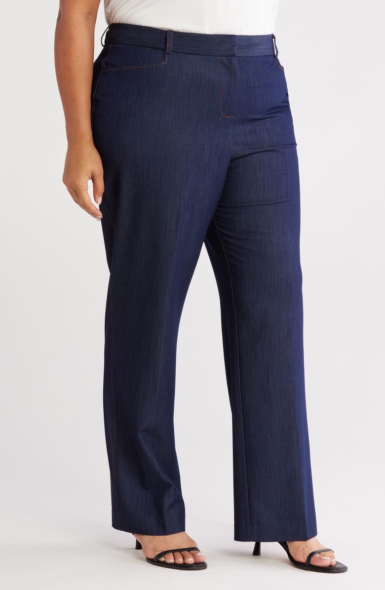 Tahari ASL Denim Trousers, Alternate, color, Denim