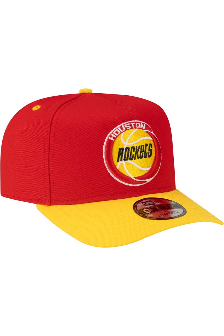 Men's New Era  Red/Gold Houston Rockets 80s Throwback A-Frame 9FIFTY Snapback Hat, Alternate, color, Red
