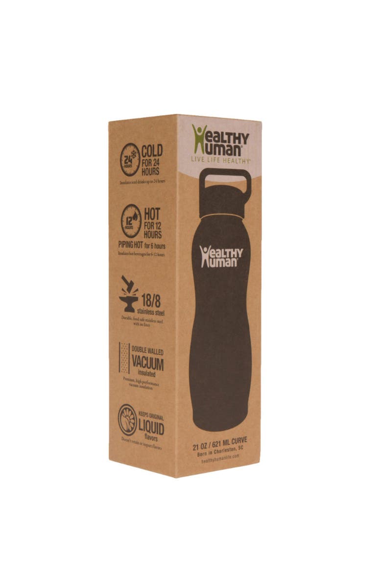 Healthy Human The Curve Water Bottle 21 oz, Alternate, color, Pure Black