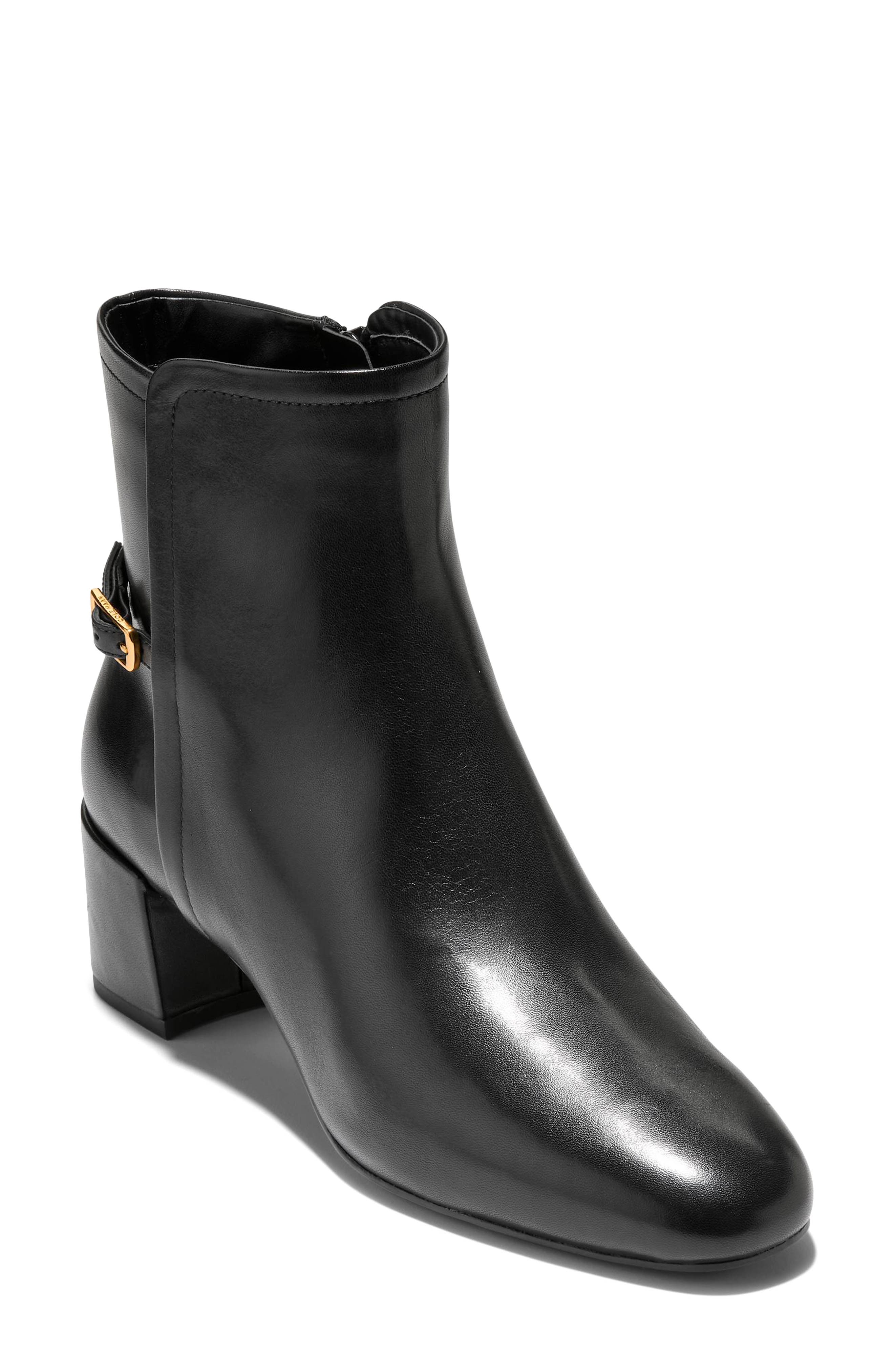 Go-To Suzanne Leather Bootie, Main, color, BLACK LTHR