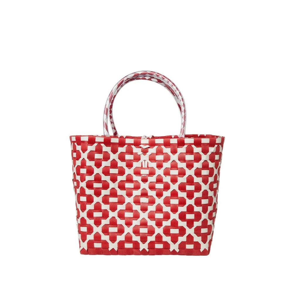 The Kensley Floral Recycled Plastic Handwoven Bag, Alternate, color, Red Floral
