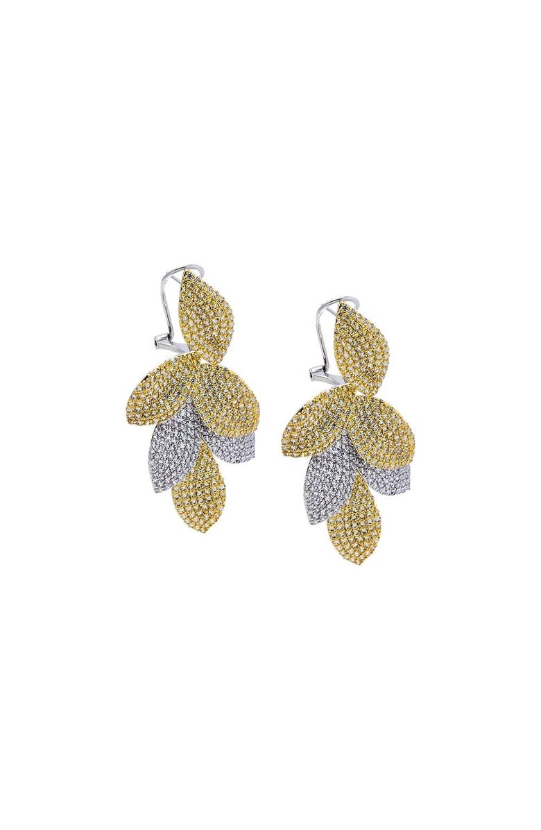 BY ADINA EDEN Two Tone Pave Dangling Petal Drop Stud Earring, Main, color, Two-Tone