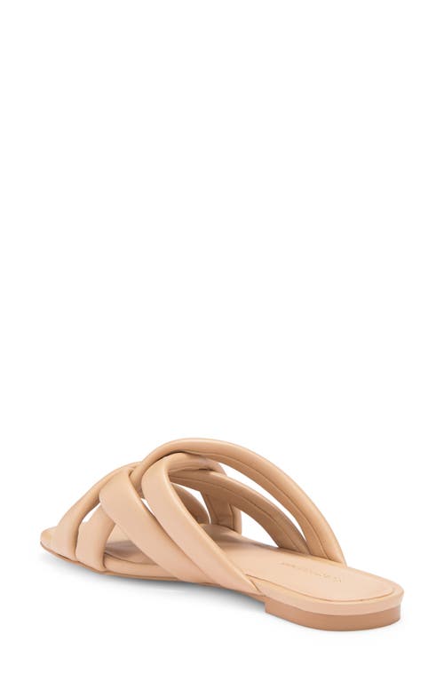Stuart Weitzman Crossover Leather Slide In Golden Beige