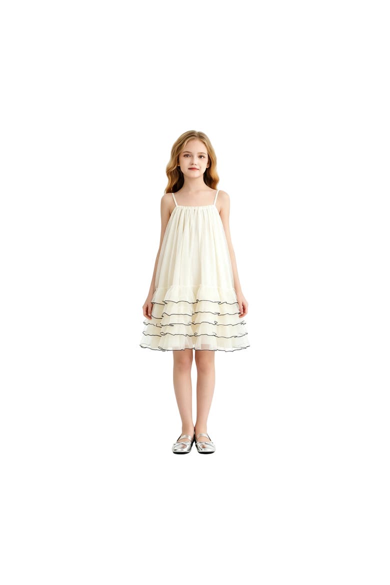 Cascade Trim Tiered Dress, Alternate, color, Ivory