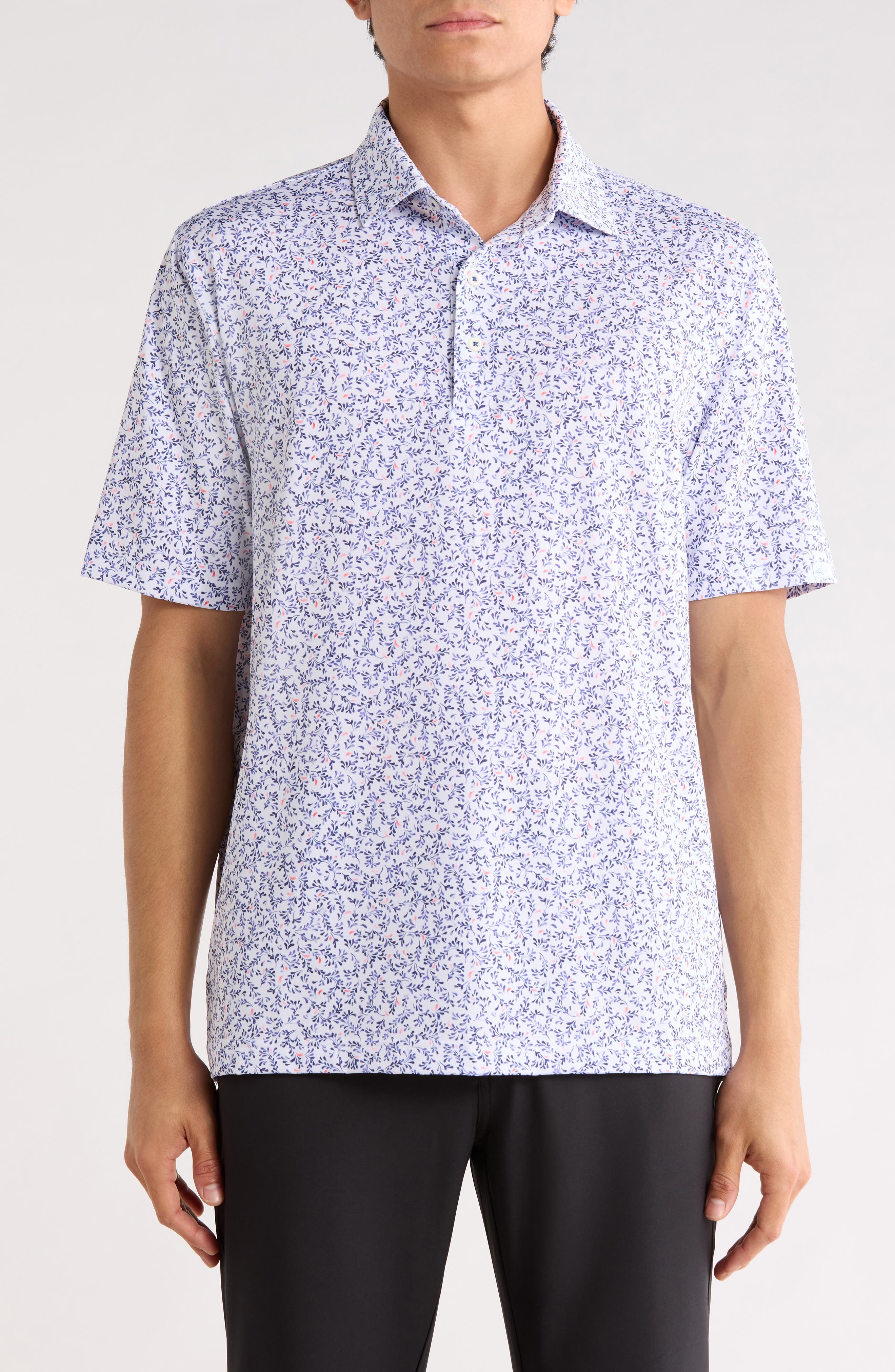 Greg Norman Ocean Floral Print Knit Polo
