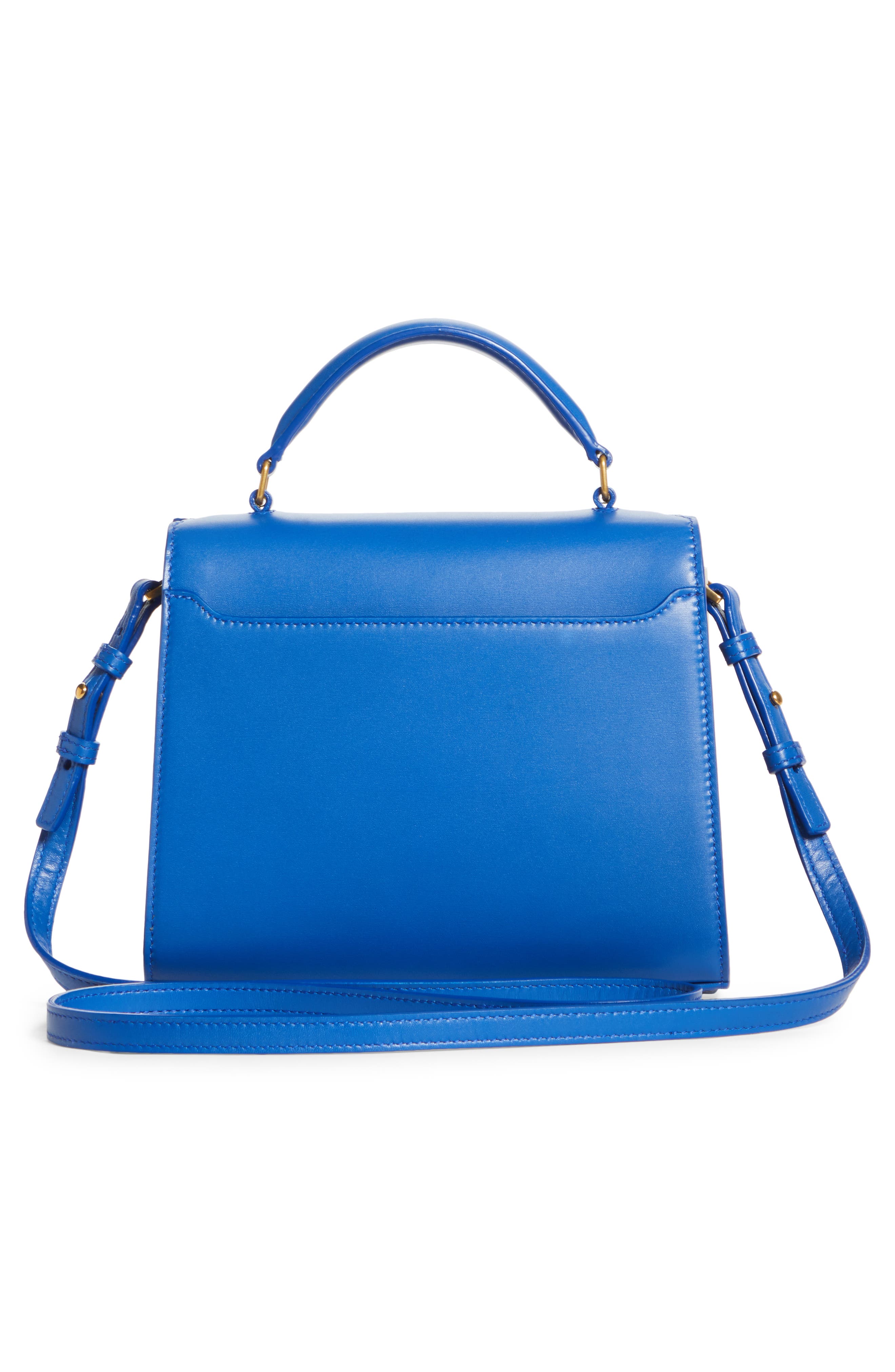 Mini Cassandra Leather Top Handle Bag, Alternate, color, BLEU MAJORELLE