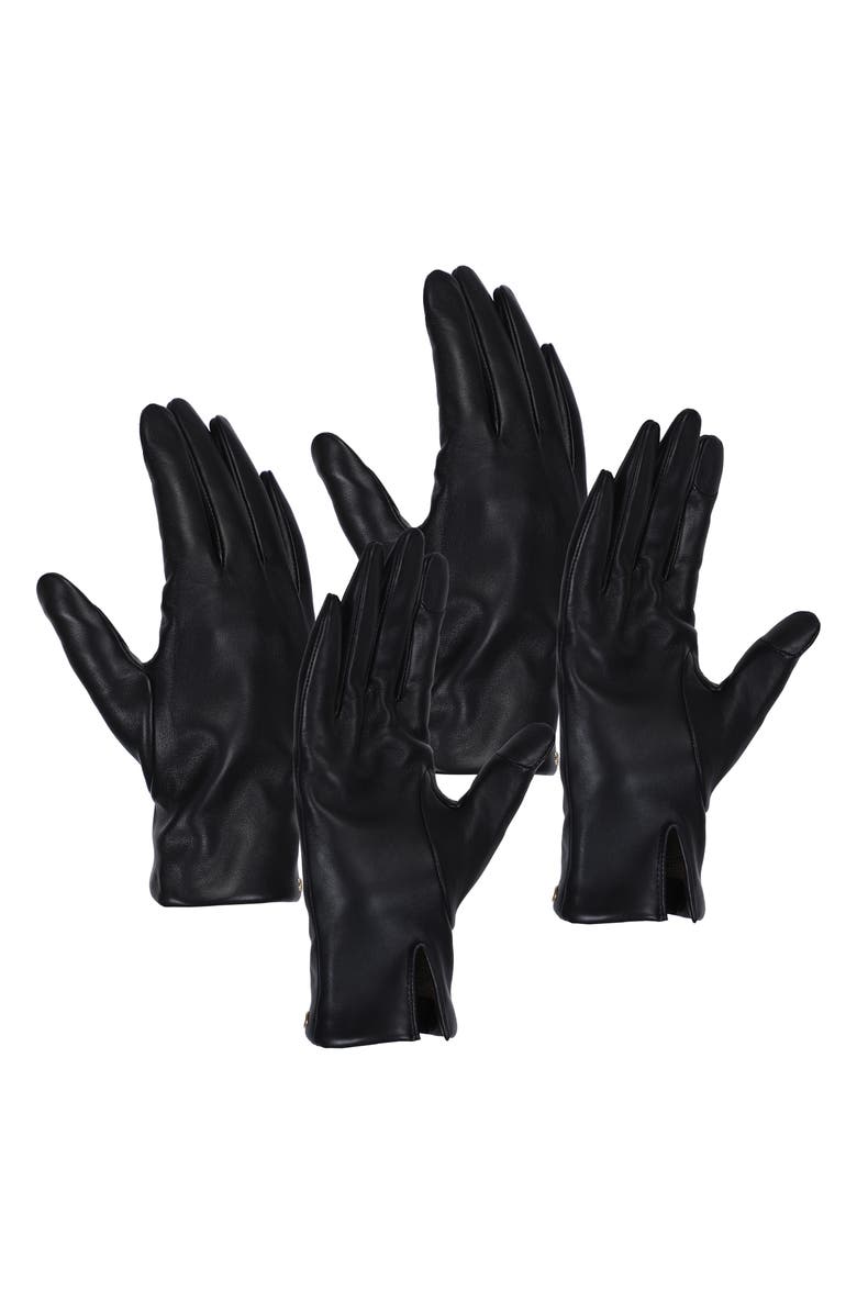 COACH Logo Hardware Leather Tech Gloves, Alternate, color, 