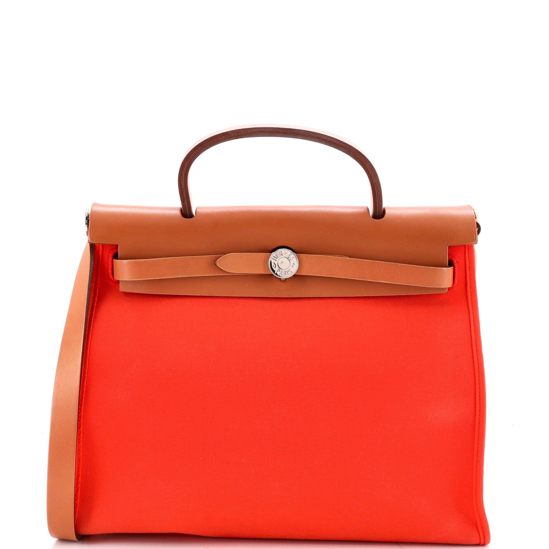 Herbag Zip Leather and Toile 31, Main, color, Orange
